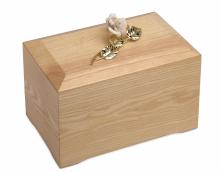 Urna in legno verniciato con rosa ceramica e rametto ottone ULV-03S1